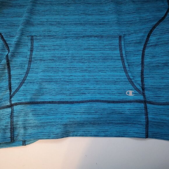 Champion Ladies V-neck Teal Blue Hooded Pullover - Picture 9 of 12